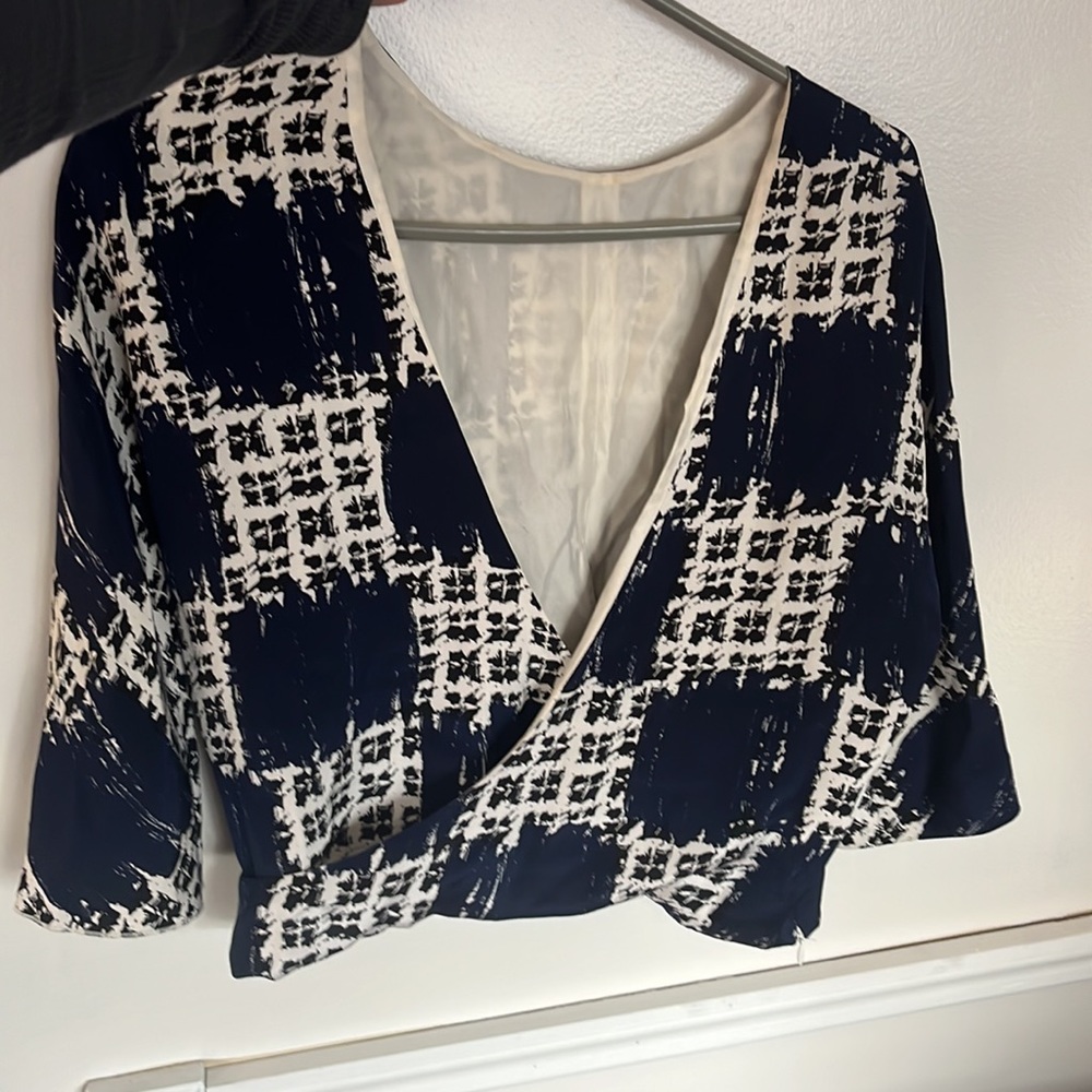 Balenciaga Navy and White Women's Top